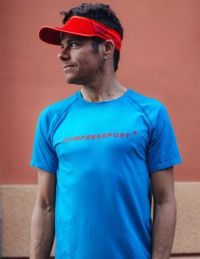 COMPRESSPORT TRAINING SS TEE NIAGARA BLUE  Tee shirt de running pas cher